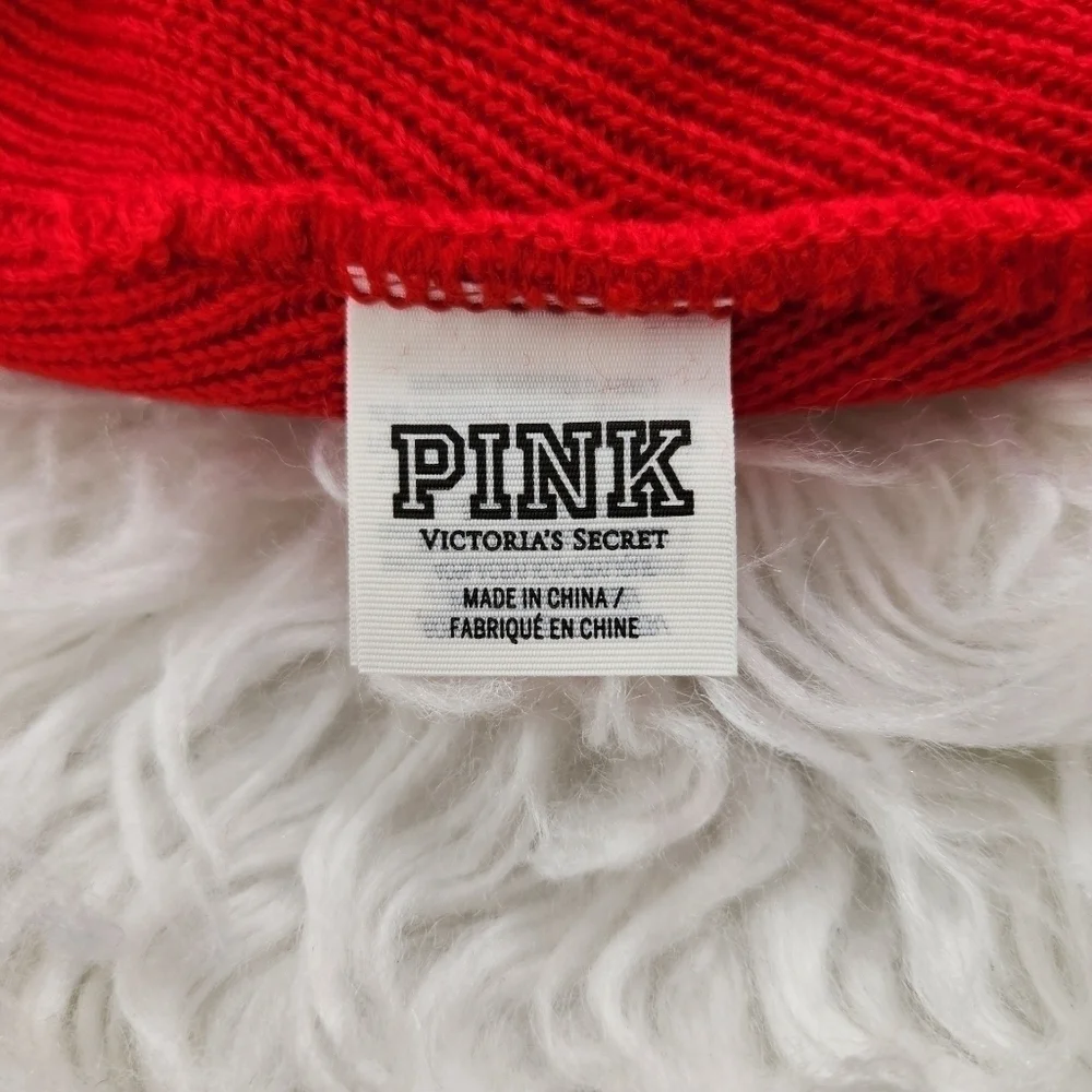 PINK Victoria's Secret Red Rib Knit Beanie. One size. New without without tags.